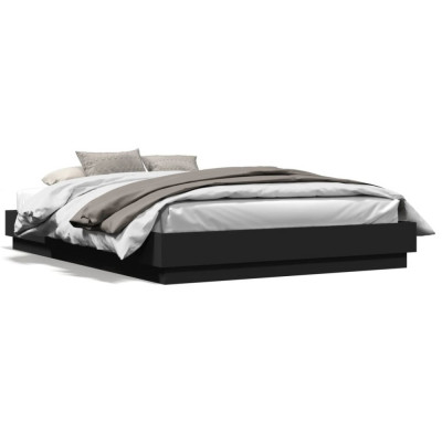 vidaXL Cadru de pat cu lumini LED, negru, 140x200 cm foto