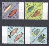 Nevis - Fauna Marina - PESTI - Serie 8 val. triunghiulare - MNH, Nestampilat