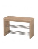 Suport pantofi cu bancuta HM ST7, MDF, metal cromat, capacitate 8 perechi, 2 rafturi, fag
