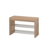 Suport pantofi cu bancuta HM ST7, MDF, metal cromat, capacitate 8 perechi, 2 rafturi, fag