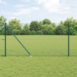 Gard Hexagonal vidaXL Verde 1x10 m Oțel, St&acirc;lpi de Gard vidaXL cu V&acirc;rf 7 buc &Oslash;32 mm 120 cm Oțel Zincat