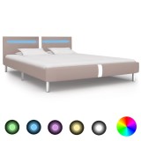 Cumpara ieftin Cadru pat cu LED, cappuccino, 180x200 cm, piele artificială