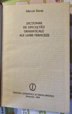 Dictionar de dificultati gramaticale ale limbii franceze foto