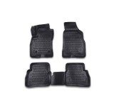 Covorase Auto Cauciuc Tip Tavita ALM Fiat Doblo 2 (2010-2022) Negru - Set Fata + Spate, Prindere Fixa