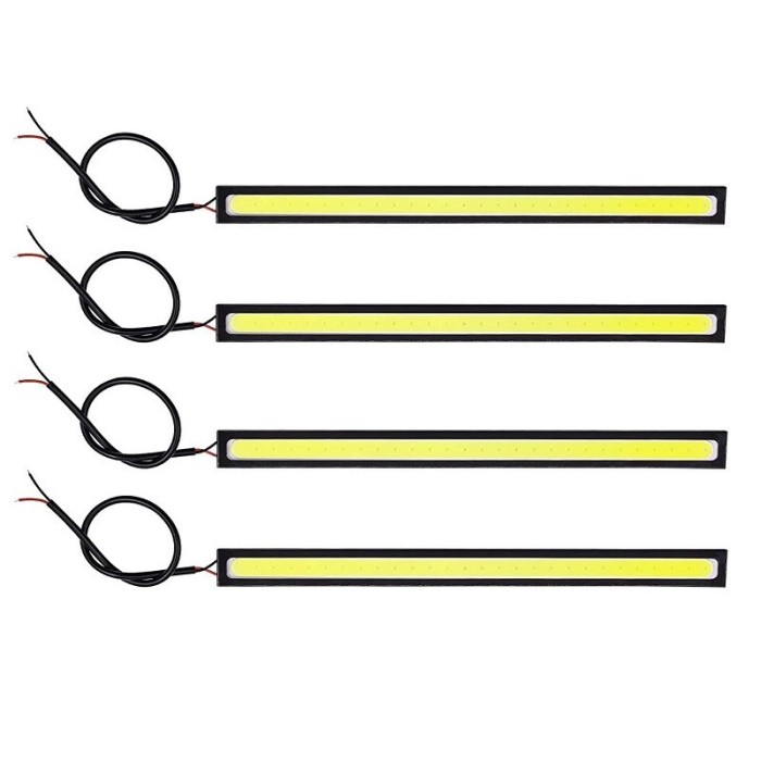 Set 4x Banda auto LED, lumini de zi, putere 12W, 28 LED, culoare alba 6500K, lungime 17 cm