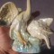 Bibelou ceramica doua pasari albe, dimensiunea 15x16 cm