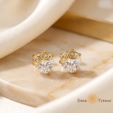 Cumpara ieftin Cercei Bufnita Luminoasa , Cercei placati cu 3 straturi de aur 14K, zirconia inima