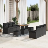 Set canapea grădină 9 piese cu perne Ratan negru Acacia, Canapea grădină 2 locuri cu perne Ratan negru, Set de dining grădină 3 piese cu perne Ratan n, vidaXL