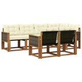 vidaXL Set de canapele de exterior cu pernă 7 pcs Natural și Crem 3382010