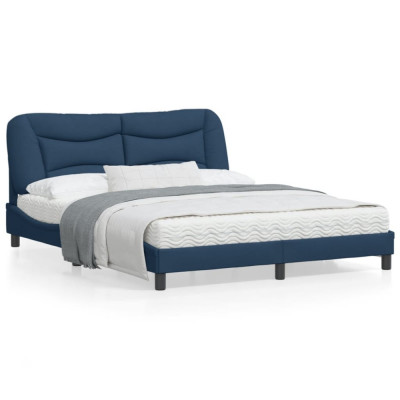 vidaXL Cadru de pat cu lumini LED, albastru, 160x200 cm, textil foto
