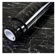 Folie Autocolanta pentru Bucatarie, Tip Sticker Autoadeziv, pentru Blat si Mobila, Negru, 60 x 300 cm