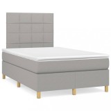 Cumpara ieftin Pat continental cu saltea, gri deschis, 120x200 cm, textil