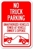 No truck parking sign