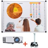 Pachet Tabla interactiva de 85&amp;#8243;, VISUAL Genius, tehnologie tactila IR, 20 puncte de atingere, suport tavan