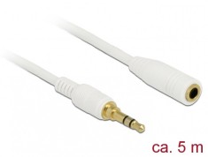 Cablu prelungitor audio jack 3.5mm (pentru smartphone cu husa) 3 pini T-M 5m Alb, Delock 85591