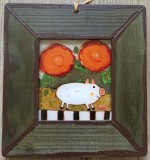 Porc// pictura naiva pe sticla, Mihaela Bercea 2010, Istorice, Acuarela, Altul