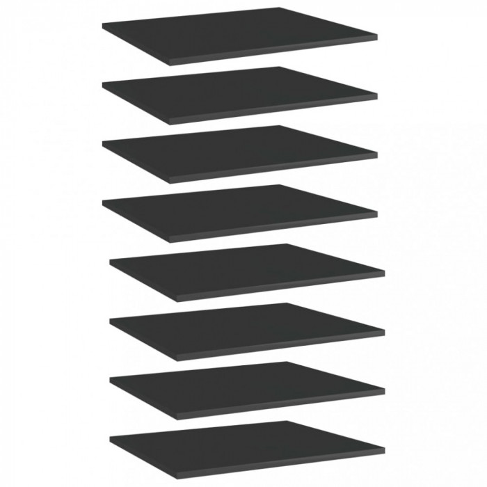 vidaXL Plăci bibliotecă, 8 buc. negru extralucios 60 x 50 x 1,5 cm PAL 805279