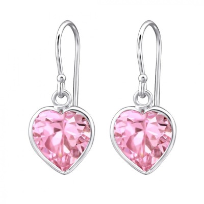 Cercei argint, Inima, Cristale Pink, A4S6457 foto