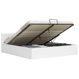 Cumpara ieftin Cadru pat hidraulic, depozitare, alb, 160 x 200 cm, piele eco
