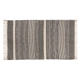 Covor Tesut, Model Bej Linii Negre, Bumbac, 95x60 cm, Oem