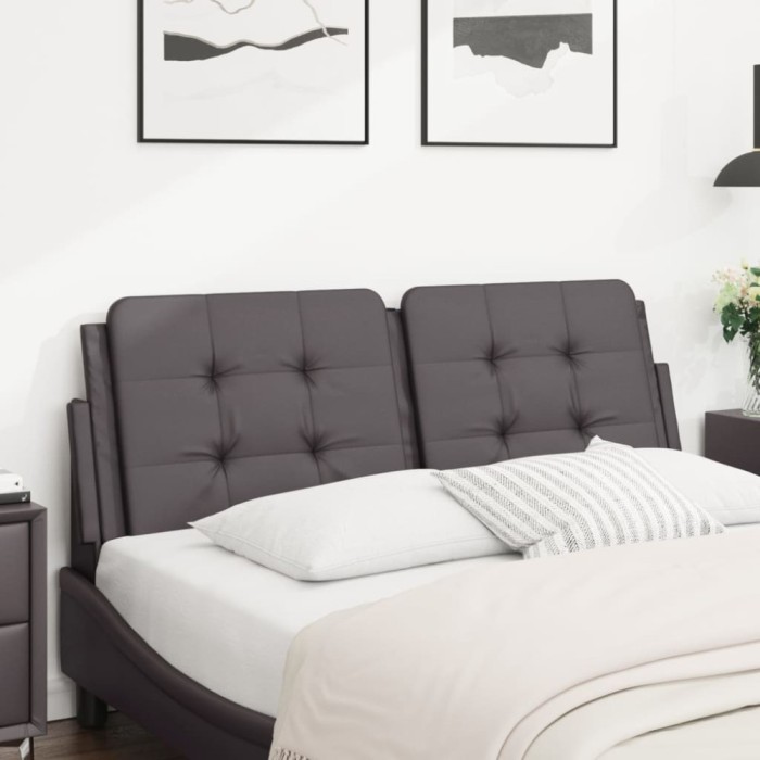 vidaXL Pernă pentru tăblie pat, gri, 140 cm, piele artificială