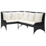 Canapele de colt pentru gradina, 2 buc., negru, poliratan