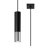 Lampa Suspendată Loopez Negru/Crom Oțel 1 Bec Tub Modern De Interior