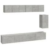 Cumpara ieftin Set dulap TV, 6 piese, gri beton, lemn prelucrat