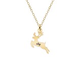 Deer - Colier personalizat ren si nume din argint 925 placat cu aur galben 24K