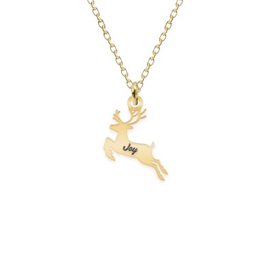 Deer - Colier personalizat ren si nume din argint 925 placat cu aur galben 24K foto