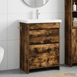Cumpara ieftin Set de mobilier pentru baie Stejar fumuriu 61 x 40 x 84,5 cm