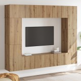 VidaXL Set comodă TV cu raft Pe perete 8 pcs stejar artizanal 80 x 30 x 30 cm