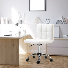 HOMCOM scaun rotativ din piele sintetica, 46x51x76-88cm, alb