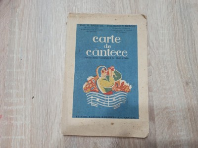 CARTE DE CANTECE, PENTRU CLASA I SECUNDARA DE BAIETI SI FETE de PROF. G. BREAZUL SI PROF. SABIN V. DRAGOI, 1927 foto