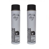 Pachet 2 x Vopsea Spray Jante Brilliante, Negru Mat, 600ml - Nitro-acrilica, Metal/Aluminiu/ABS/PVC, Uscare Rapida
