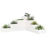 Cumpara ieftin Jardinieră grădină 4 niveluri, alb 80,5x79x36 cm lemn masiv pin