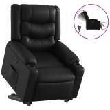 Cumpara ieftin Fotoliu rabatabil electric cu ridicare, negru, piele ecologica