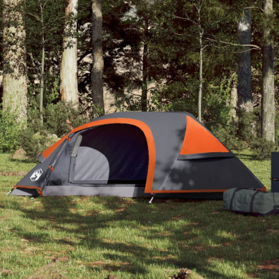 Cort de camping pentru 1 persoana, gri/portocaliu, impermeabil GartenMobel Dekor foto