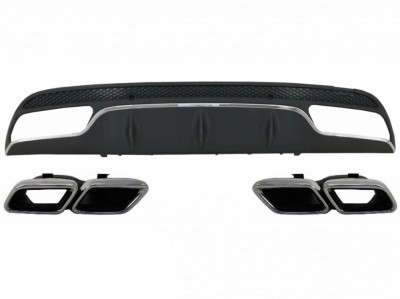 Difuzor Bara Spate cu Ornamente tobe Mercedes C-Class W205 S205 (2014-2020) C63 Design doar pentru Sport Package Performance AutoTuning foto