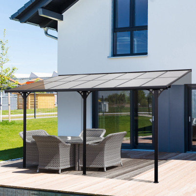 Outsunny Pergola montata pentru gradina din policarbonat si aluminiu, montare reglabila, gri foto