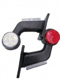 Set 2 Lampi LED Gabarit Cot 90 Grade, Iluminare Fata/Spate, Frana, 24V, Brat 147mm, Cauciuc Flexibil, Rosu/Transparent