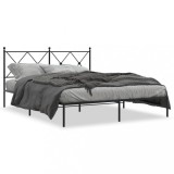 Cumpara ieftin Cadru de pat metalic cu tablie, negru, 160x200 cm