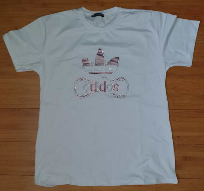 Tricou dama alb Adidas cu cristale nou masura XXL calitate AAA cod QR