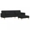 Canapea extensibila cu taburet, 2 locuri, negru, textil