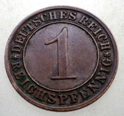 B.196 GERMANIA WEIMAR 1 REICHSPFENNIG 1934 A foto