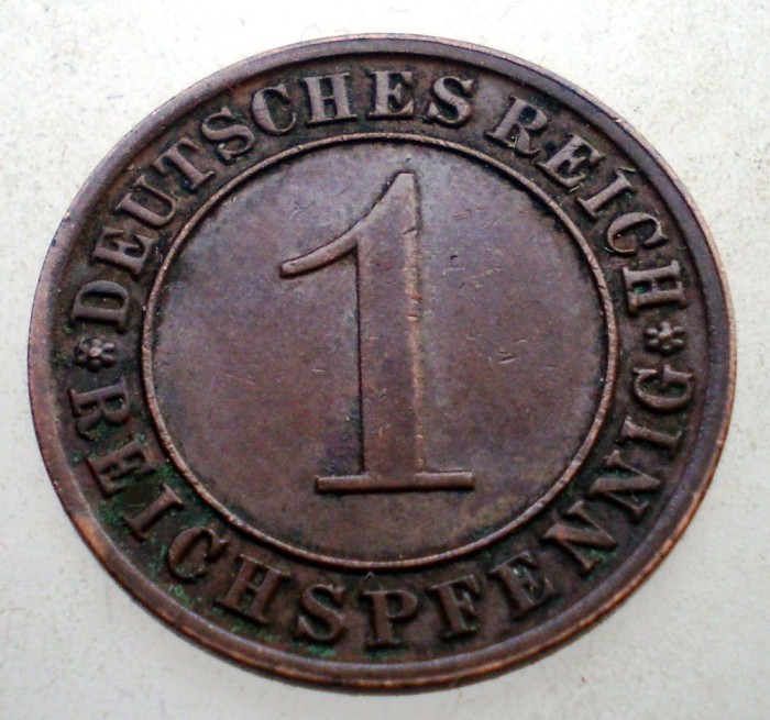 B.196 GERMANIA WEIMAR 1 REICHSPFENNIG 1934 A