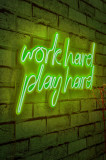 Decoratiune luminoasa LED, Work Hard Play Hard, Benzi flexibile de neon, DC 12 V, Verde, Neon Graph