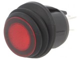 &Icirc;ntrerupător rocker dublu DPST ON-OFF 20A 14V roșu IP65 cu LED