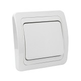 Intrerupator simplu Comtec Eco Premium MF0012-06001, incastrat, ceramica, rama inclusa, alb