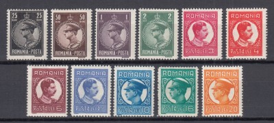 ROMANIA 1930 LP 86 CAROL II FILIGRAN PTT (UZUALE) GUMA ORIGINALA SERIE SARNIERA foto